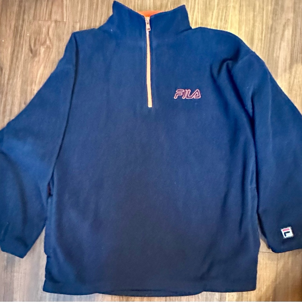 FILA Men's XL Dark Blue 1/4 Zip-Up Sweater